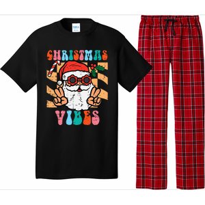 Groovy Santa Peace Christmas Vibes Retro Xmas Pajama Set