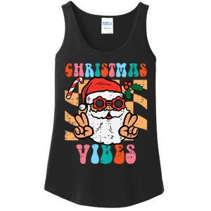 Groovy Santa Peace Christmas Vibes Retro Xmas Ladies Essential Tank