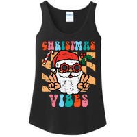 Groovy Santa Peace Christmas Vibes Retro Xmas Ladies Essential Tank