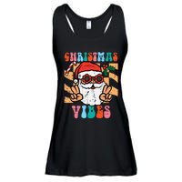 Groovy Santa Peace Christmas Vibes Retro Xmas Ladies Essential Flowy Tank