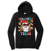 Groovy Santa Peace Christmas Vibes Retro Xmas Women's Pullover Hoodie