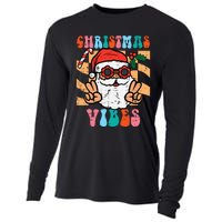 Groovy Santa Peace Christmas Vibes Retro Xmas Cooling Performance Long Sleeve Crew