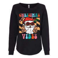 Groovy Santa Peace Christmas Vibes Retro Xmas Womens California Wash Sweatshirt