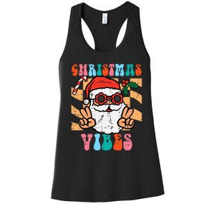 Groovy Santa Peace Christmas Vibes Retro Xmas Women's Racerback Tank