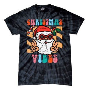 Groovy Santa Peace Christmas Vibes Retro Xmas Tie-Dye T-Shirt