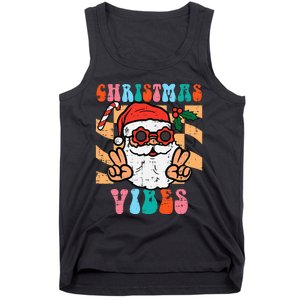 Groovy Santa Peace Christmas Vibes Retro Xmas Tank Top