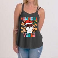 Groovy Santa Peace Christmas Vibes Retro Xmas Women's Strappy Tank