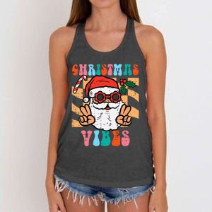 Groovy Santa Peace Christmas Vibes Retro Xmas Women's Knotted Racerback Tank