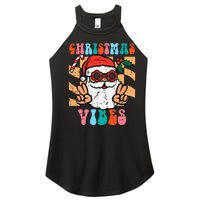 Groovy Santa Peace Christmas Vibes Retro Xmas Women's Perfect Tri Rocker Tank