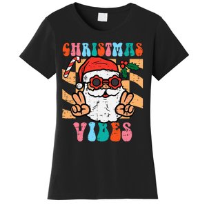 Groovy Santa Peace Christmas Vibes Retro Xmas Women's T-Shirt