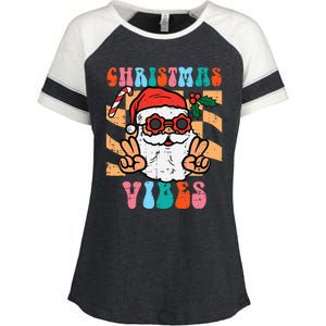 Groovy Santa Peace Christmas Vibes Retro Xmas Enza Ladies Jersey Colorblock Tee