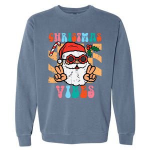 Groovy Santa Peace Christmas Vibes Retro Xmas Garment-Dyed Sweatshirt