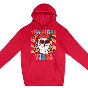 Groovy Santa Peace Christmas Vibes Retro Xmas Premium Pullover Hoodie