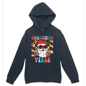 Groovy Santa Peace Christmas Vibes Retro Xmas Urban Pullover Hoodie