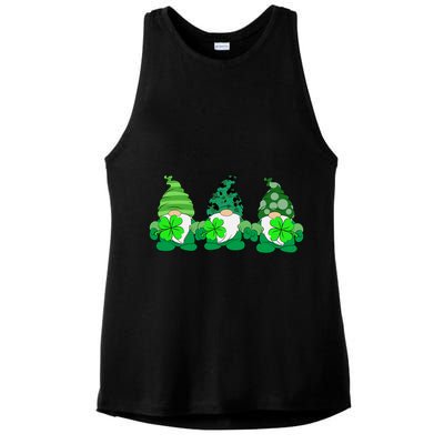 Gnome St Patricks Holiday Clover Ladies PosiCharge Tri-Blend Wicking Tank
