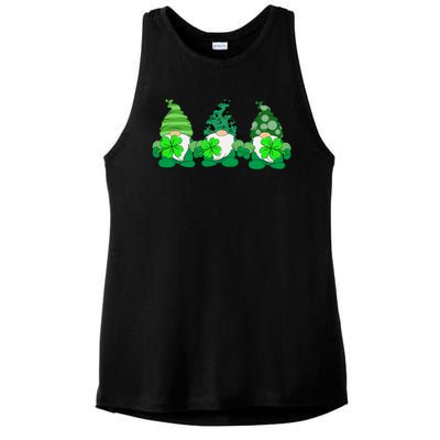 Gnome St Patricks Holiday Clover Ladies PosiCharge Tri-Blend Wicking Tank