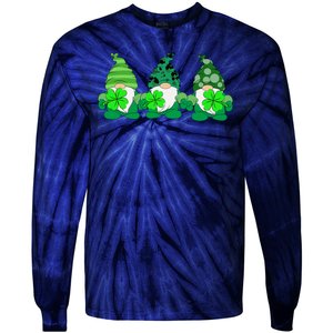 Gnome St Patricks Holiday Clover Tie-Dye Long Sleeve Shirt