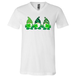 Gnome St Patricks Holiday Clover V-Neck T-Shirt