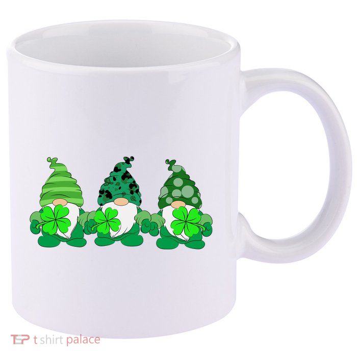 Gnome St Patricks Holiday Clover 11oz C Handle Ceramic Mug