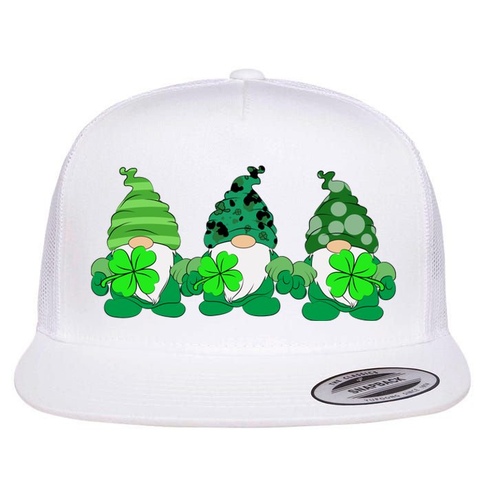 Gnome St Patricks Holiday Clover Flat Bill Trucker Hat