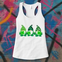 Gnome St Patricks Holiday Clover Womens Tank Top