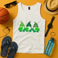 Gnome St Patricks Holiday Clover Tank Top