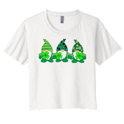 Gnome St Patricks Holiday Clover Women's Crop Top Tee