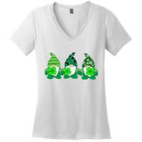 Gnome St Patricks Holiday Clover Women's V-Neck T-Shirt