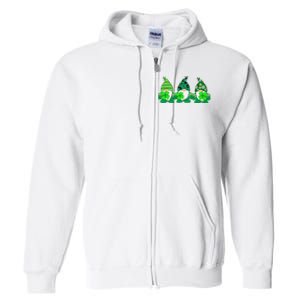 Gnome St Patricks Holiday Clover Full Zip Hoodie