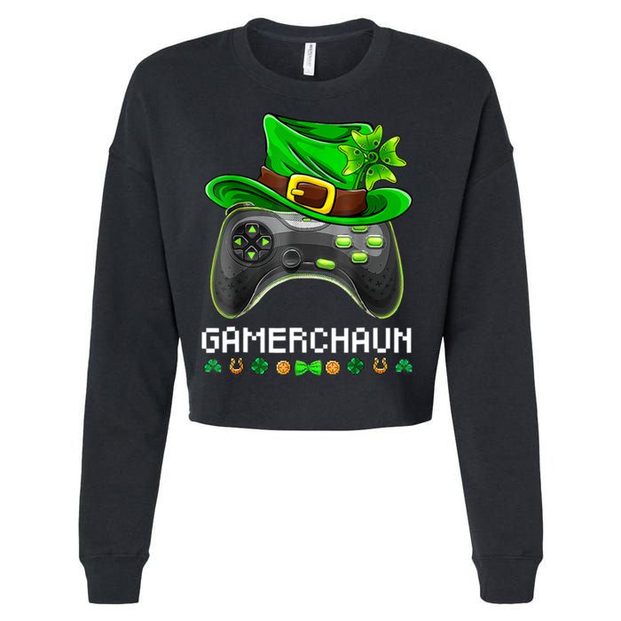 Gamerchaun St Patrick's Day Game Cropped Pullover Crew