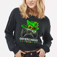 Gamerchaun St Patrick's Day Game Cropped Pullover Crew