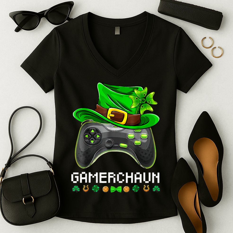 Gamerchaun St Patrick's Day Game Women's V-Neck T-Shirt