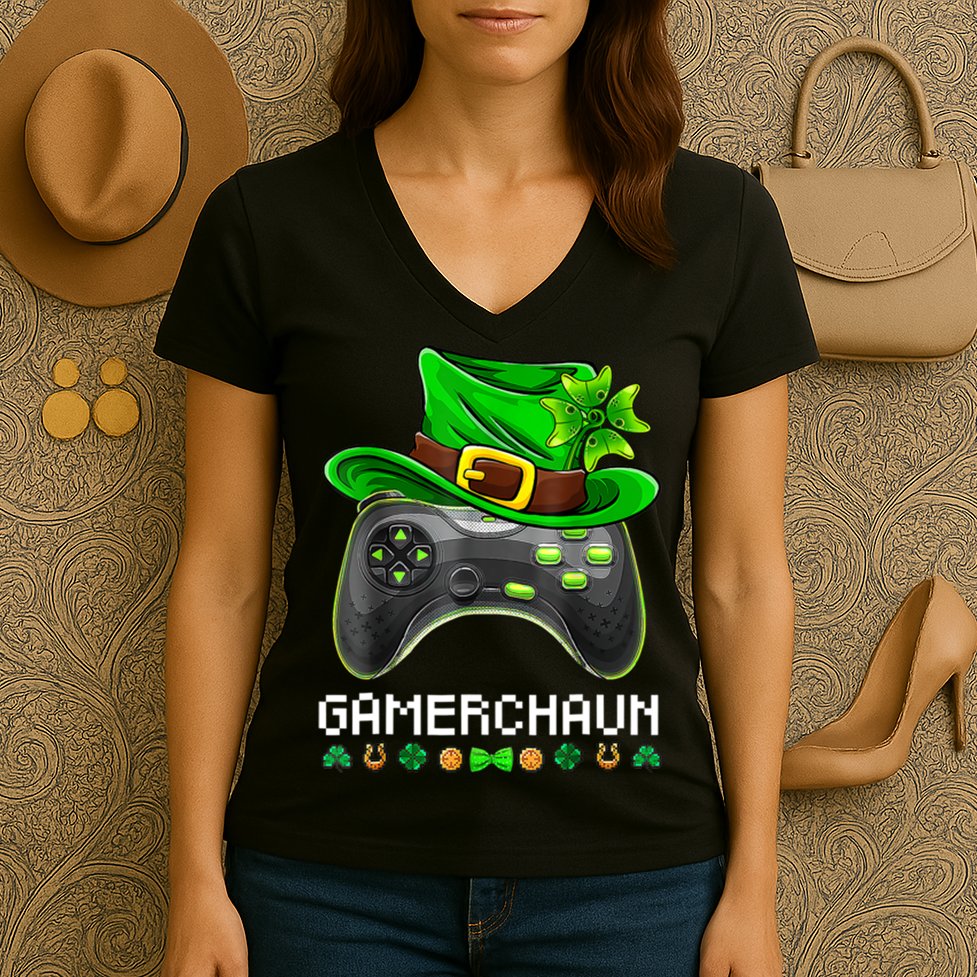 Gamerchaun St Patrick's Day Game Women's V-Neck T-Shirt