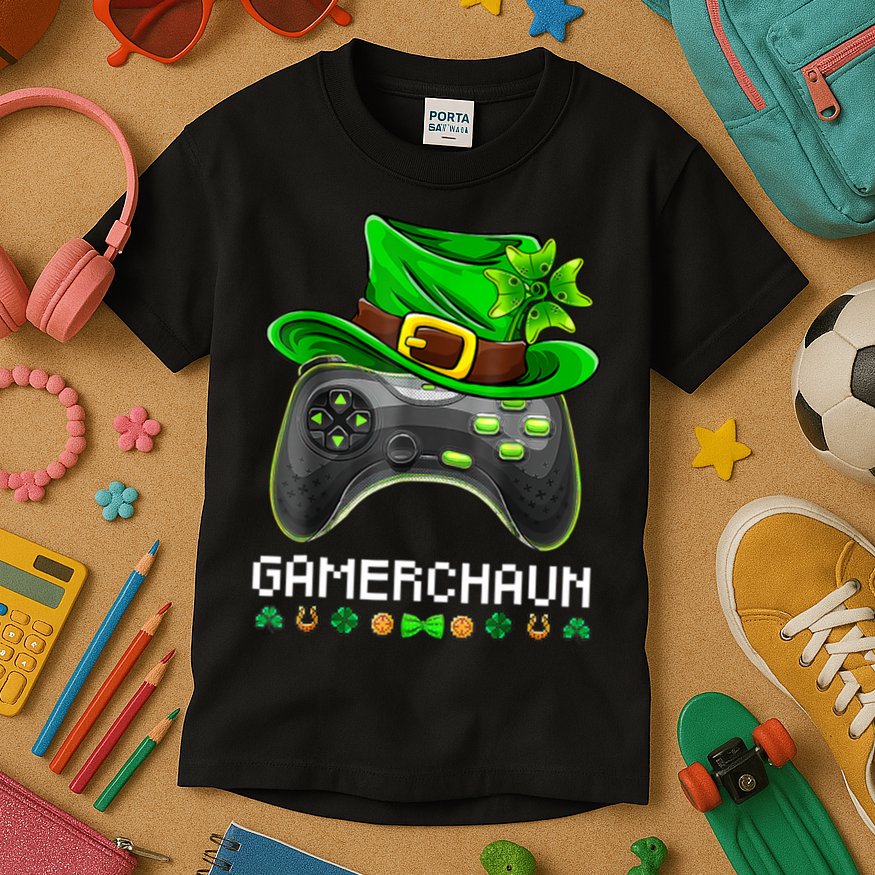 Gamerchaun St Patrick's Day Game Kids T-Shirt