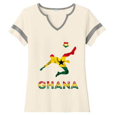 Ghana Soccer Player Ghana Ghanese Roots Evolution Ghana Flag Ladies Halftime Notch Neck Tee