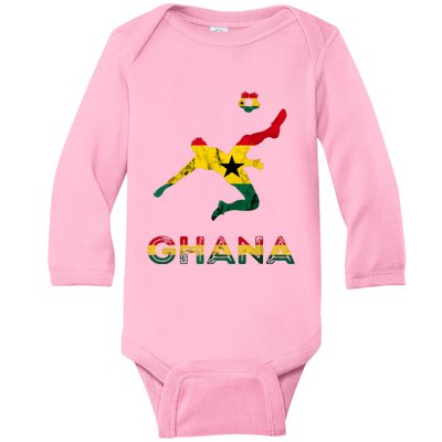 Ghana Soccer Player Ghana Ghanese Roots Evolution Ghana Flag Baby Long Sleeve Bodysuit