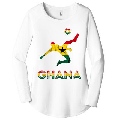 Ghana Soccer Player Ghana Ghanese Roots Evolution Ghana Flag Women's Perfect Tri Tunic Long Sleeve Shirt