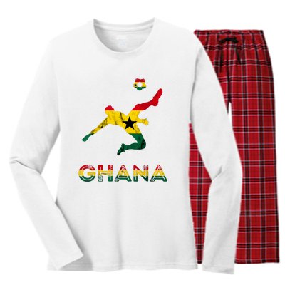 Ghana Soccer Player Ghana Ghanese Roots Evolution Ghana Flag Women's Long Sleeve Flannel Pajama Set 