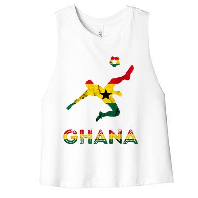 Ghana Soccer Player Ghana Ghanese Roots Evolution Ghana Flag Women's Racerback Cropped Tank