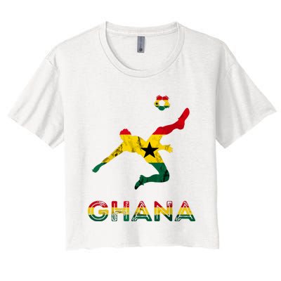 Ghana Soccer Player Ghana Ghanese Roots Evolution Ghana Flag Women's Crop Top Tee