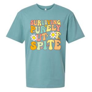 Groovy Surviving Purely Out Of Spite A Humorous Funny Joke Sueded Cloud Jersey T-Shirt