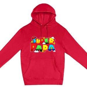 Gamer Super Papa Funny Father Day Gifts Gamer Gift For Papa Premium Pullover Hoodie