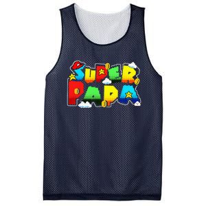 Gamer Super Papa Funny Father Day Gifts Gamer Gift For Papa Mesh Reversible Basketball Jersey Tank