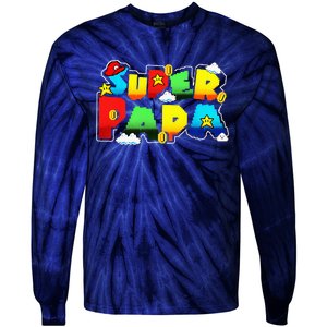 Gamer Super Papa Funny Father Day Gifts Gamer Gift For Papa Tie-Dye Long Sleeve Shirt