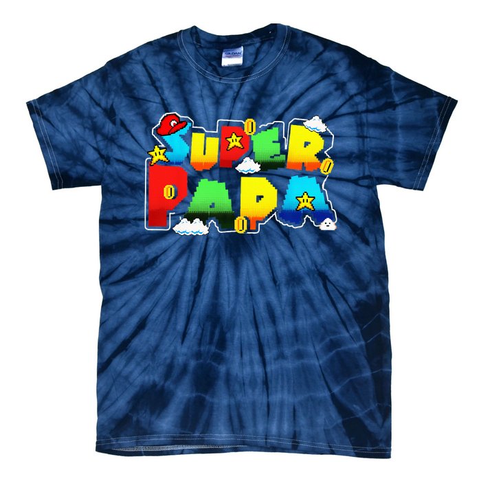 Gamer Super Papa Funny Father Day Gifts Gamer Gift For Papa Tie-Dye T-Shirt