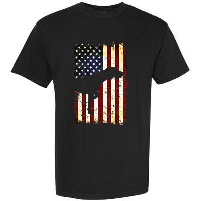 German Shorthaired Pointer Silhouette American Flag Garment-Dyed Heavyweight T-Shirt