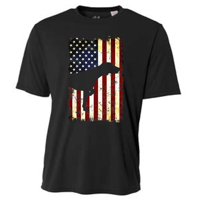 German Shorthaired Pointer Silhouette American Flag Cooling Performance Crew T-Shirt