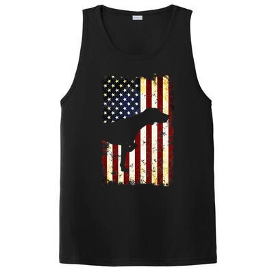 German Shorthaired Pointer Silhouette American Flag PosiCharge Competitor Tank