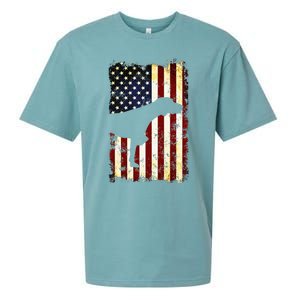 German Shorthaired Pointer Silhouette American Flag Sueded Cloud Jersey T-Shirt