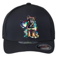 German Shepherd Puppy Mom Lover Watercolor Painting Heart Flexfit Unipanel Trucker Cap